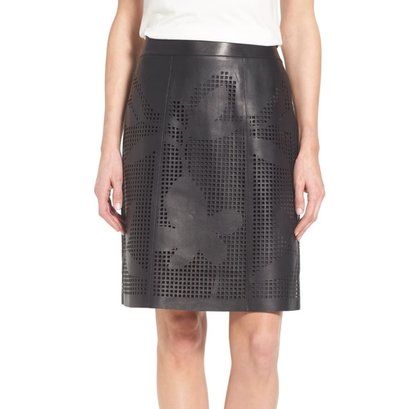 Lafayette 148 New York Dresses & Skirts - Lafayette 148 New York Floral Grid  Leather Skirt.